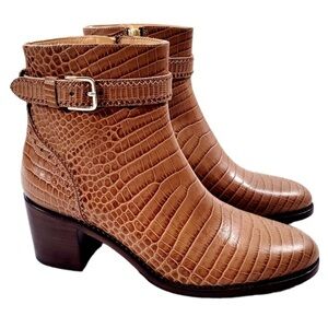 The Office of Angela Scott Brown Croc-Embossed Ankle Boots